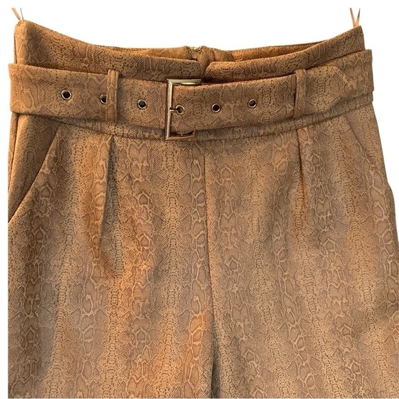 NWT Lilly’s Kloset Snakeskin Print Trousers Pants Slacks in Tan/Camel Size Large - Picture 4 of 12